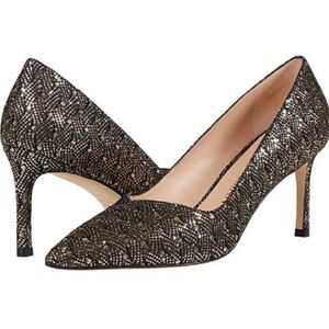 Stuart Weitzman Anny 70 gold metallic pointy toe pump  38.5